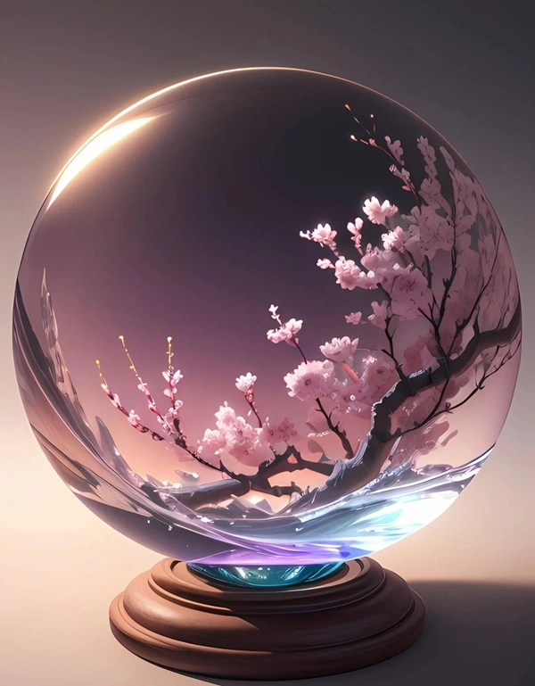Hình quả cầu phong thủy gam màu trong trẻo
