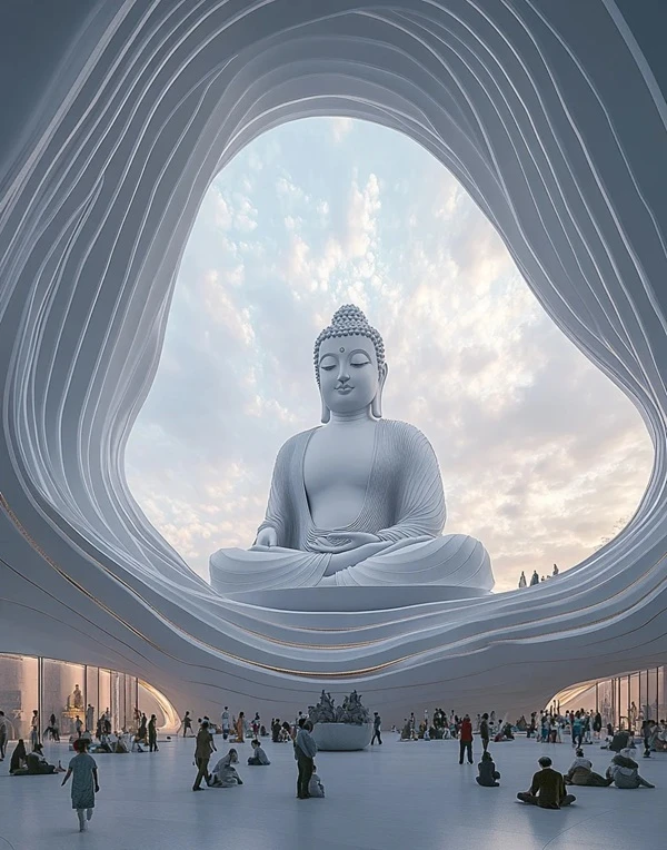 Hình tượng Phật an lành ánh sáng thanh thoát