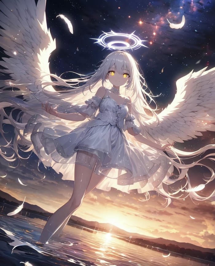 ảnh anime thiên sứ ánh sáng bay