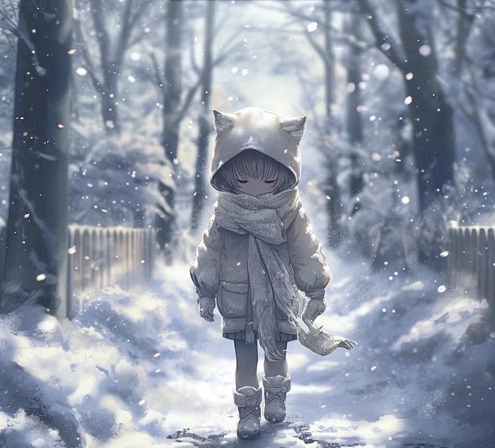ảnh anime tuyết rơi ban ngày