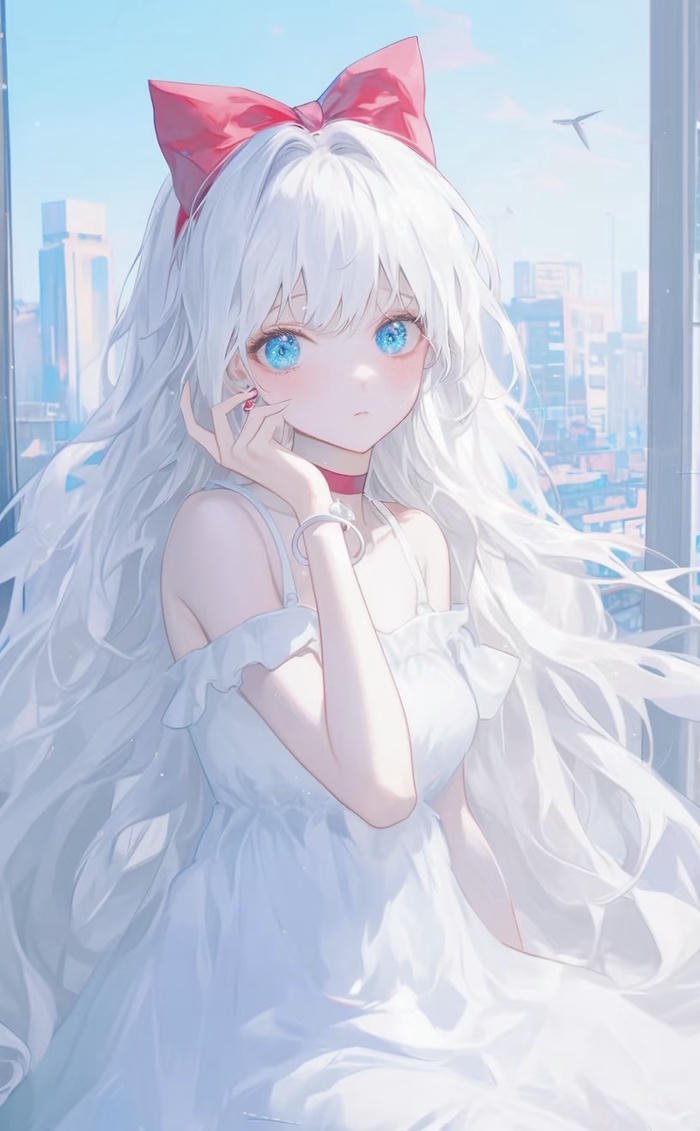 ánh mắt nhân vật tóc trắng