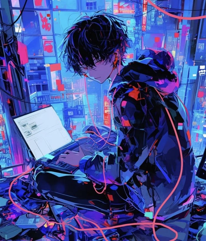 hacker anime trong môi trường ảo