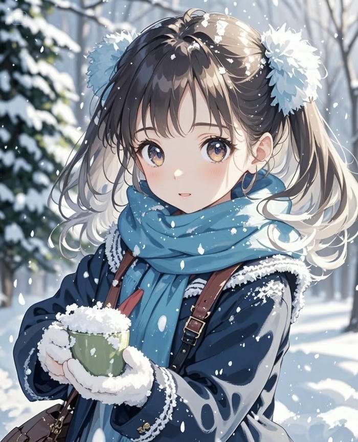 hình anime chàng trai trong tuyết