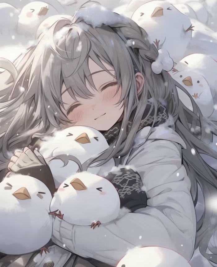 hình anime tuyết rơi ấm áp