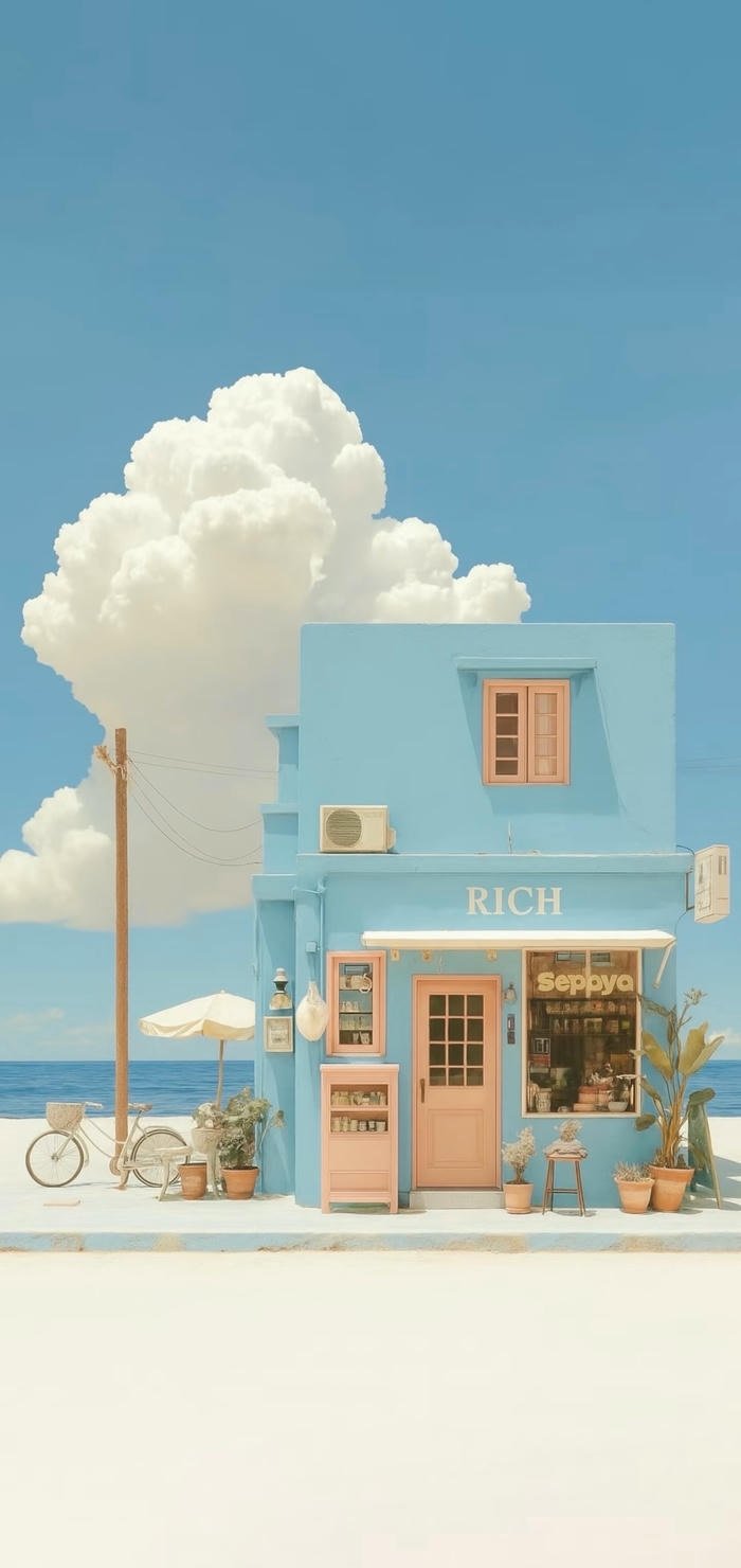 hình nền 4k nhà bên biển