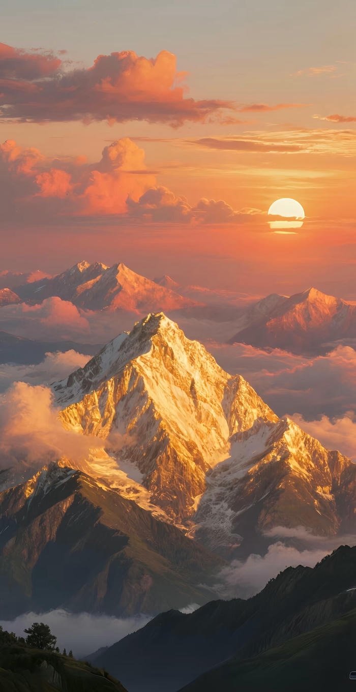 hình nền bình minh trên núi