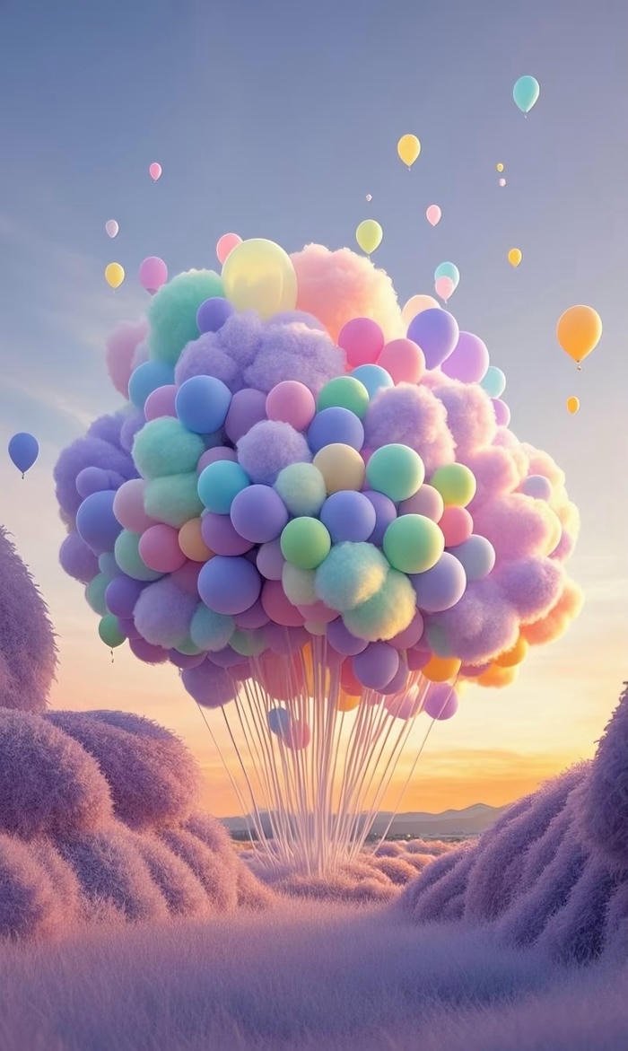 hình nền bóng bay trên mây