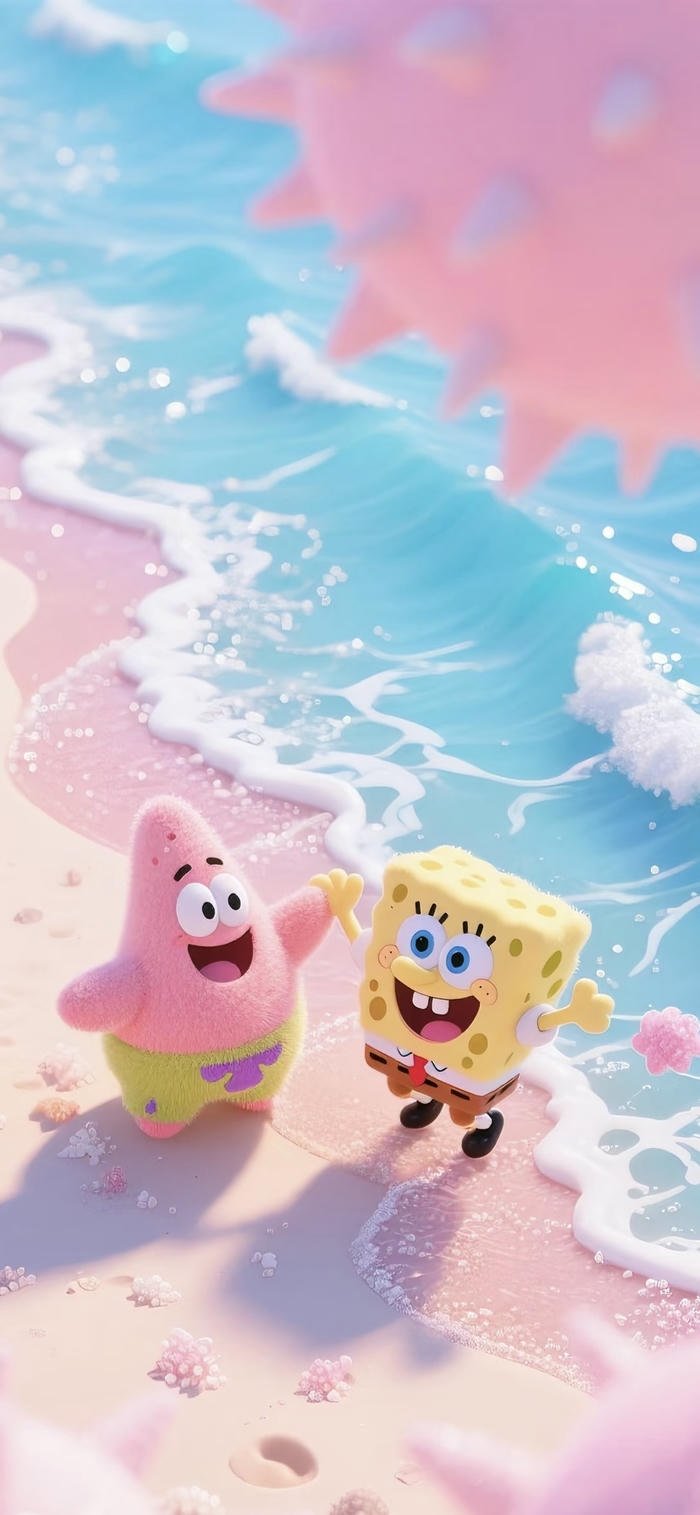 hình nền bọt biển dễ thương