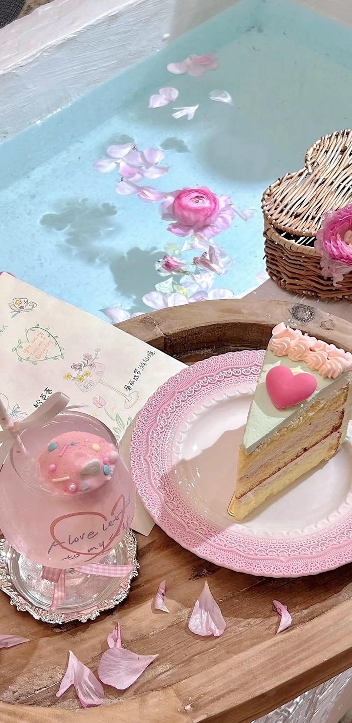 hình nền bữa ăn màu hồng