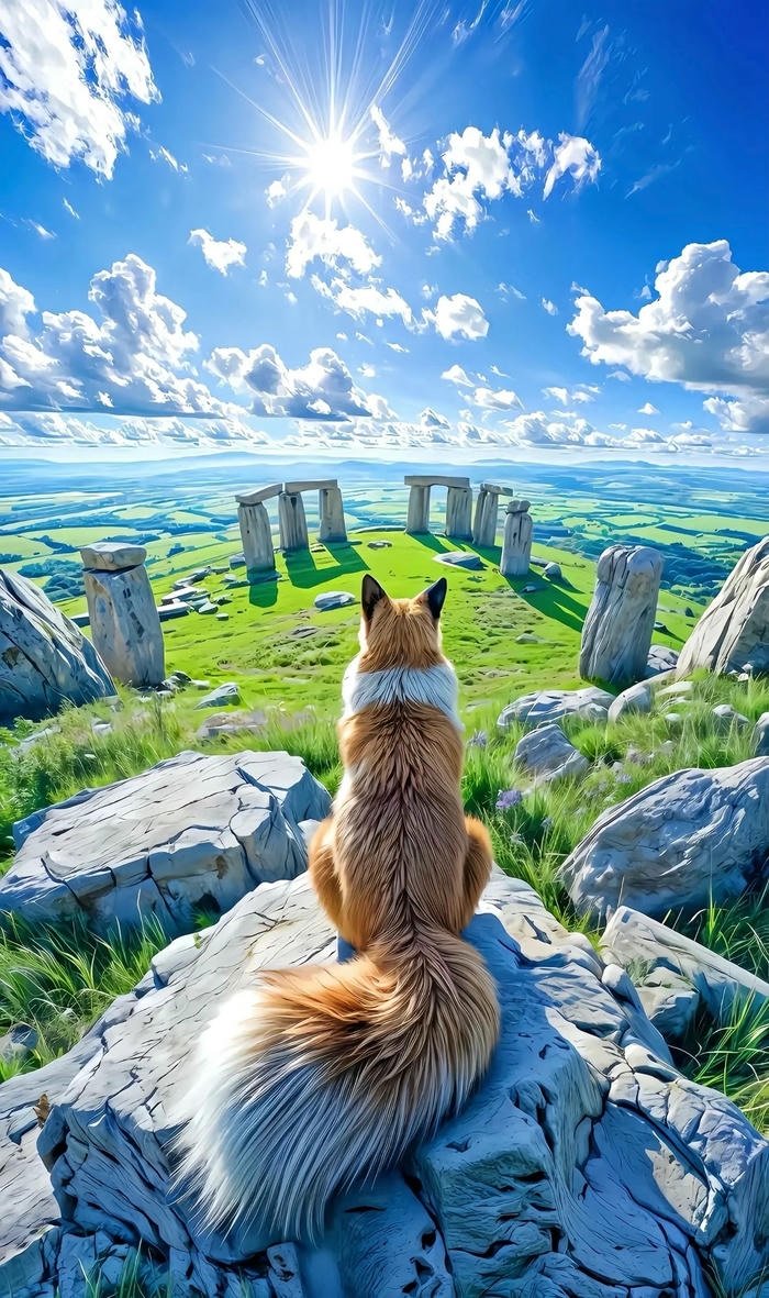 hình nền chú chó ngắm bình minh