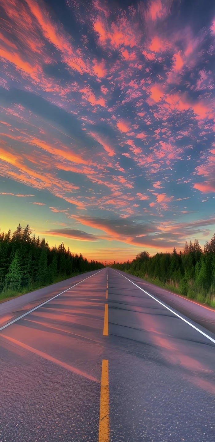 hình nền con đường lúc hoàng hôn