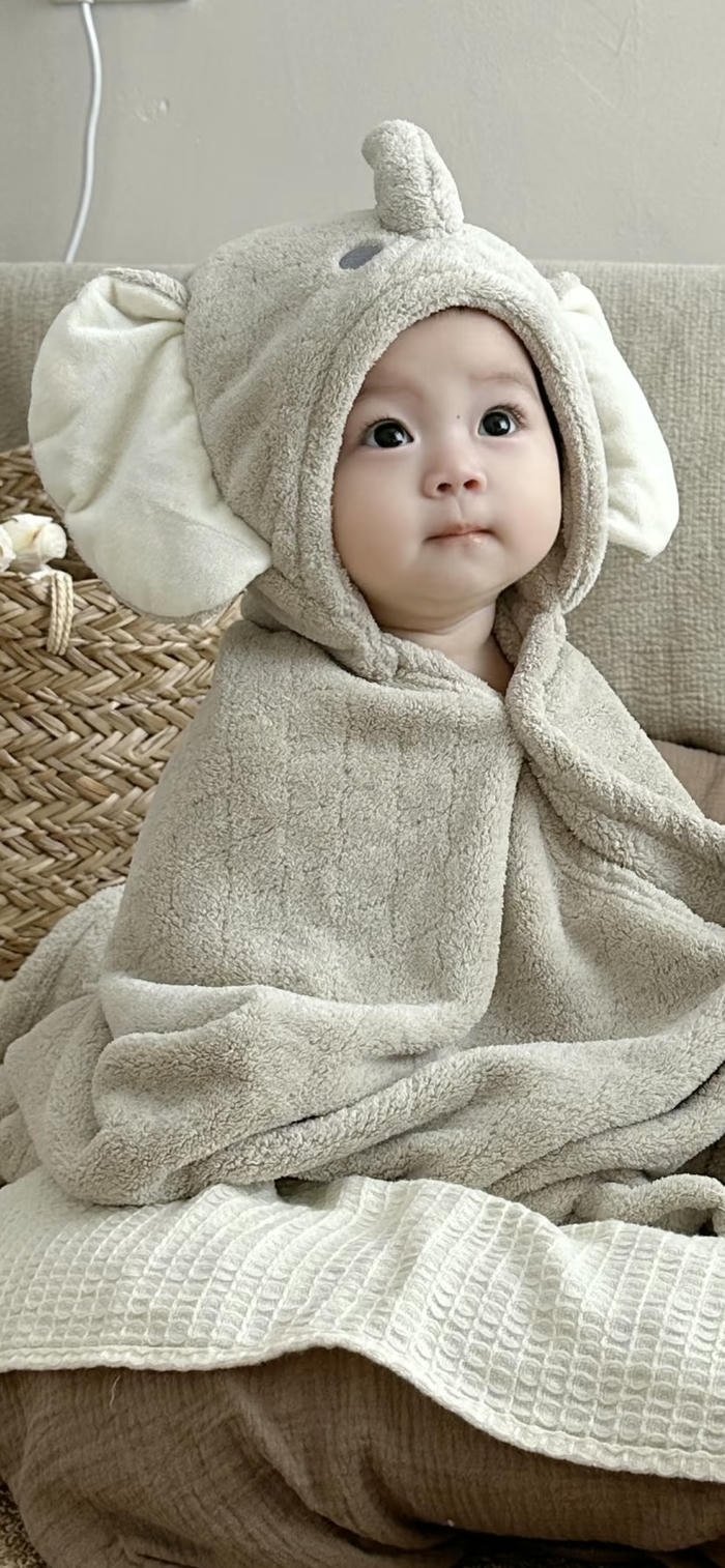 hình nền em bé mặc đồ voi dễ thương