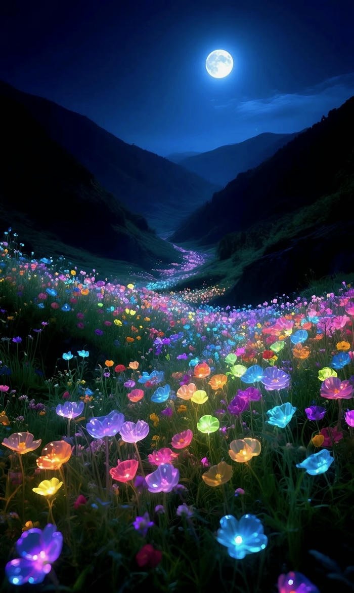 hình nền hoa phát sáng trong đêm