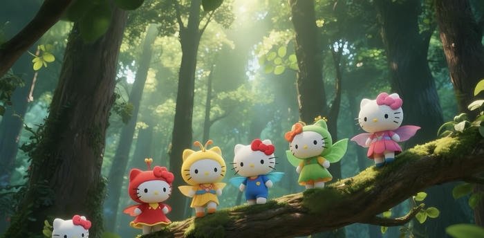 hình nền máy tính hello kitty trên cây