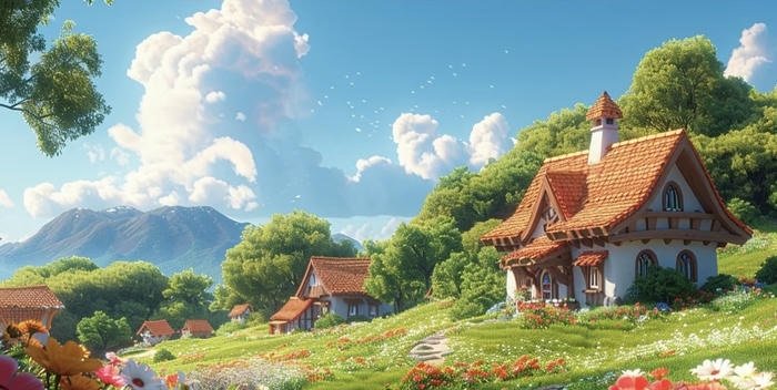 hình nền máy tính làng nhỏ