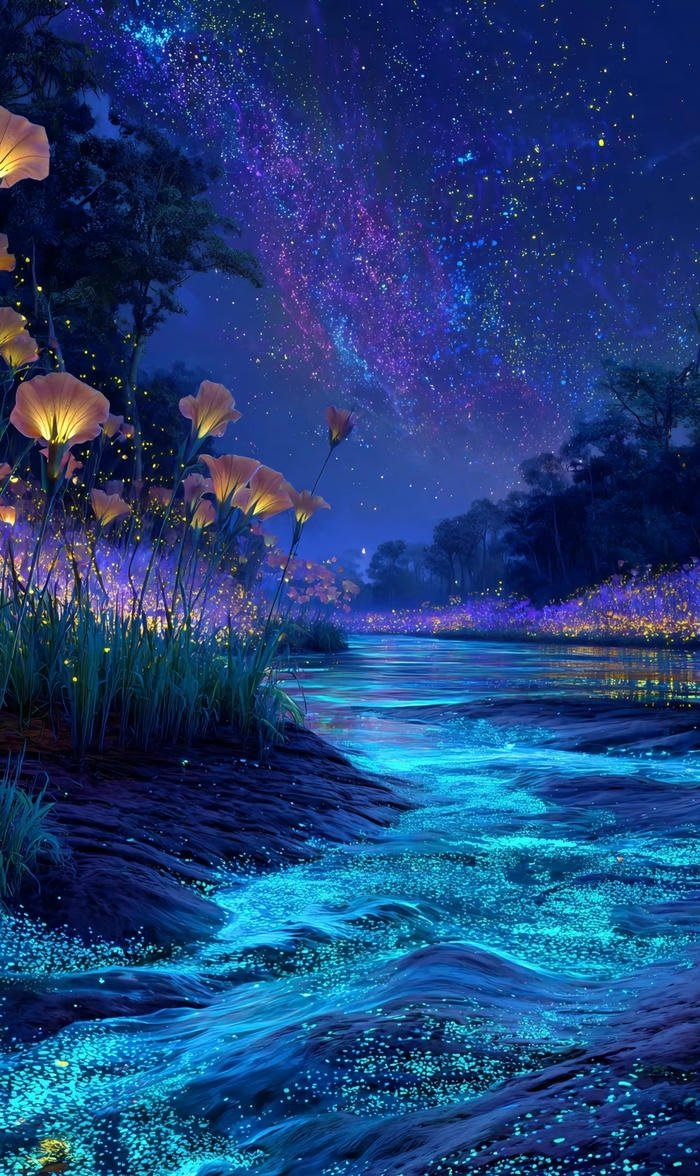 hình nền nghệ thuật biển phát sáng