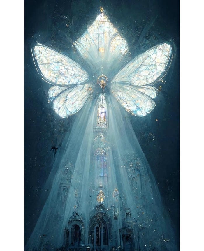 hình nền nghệ thuật cánh bướm trên lâu đài