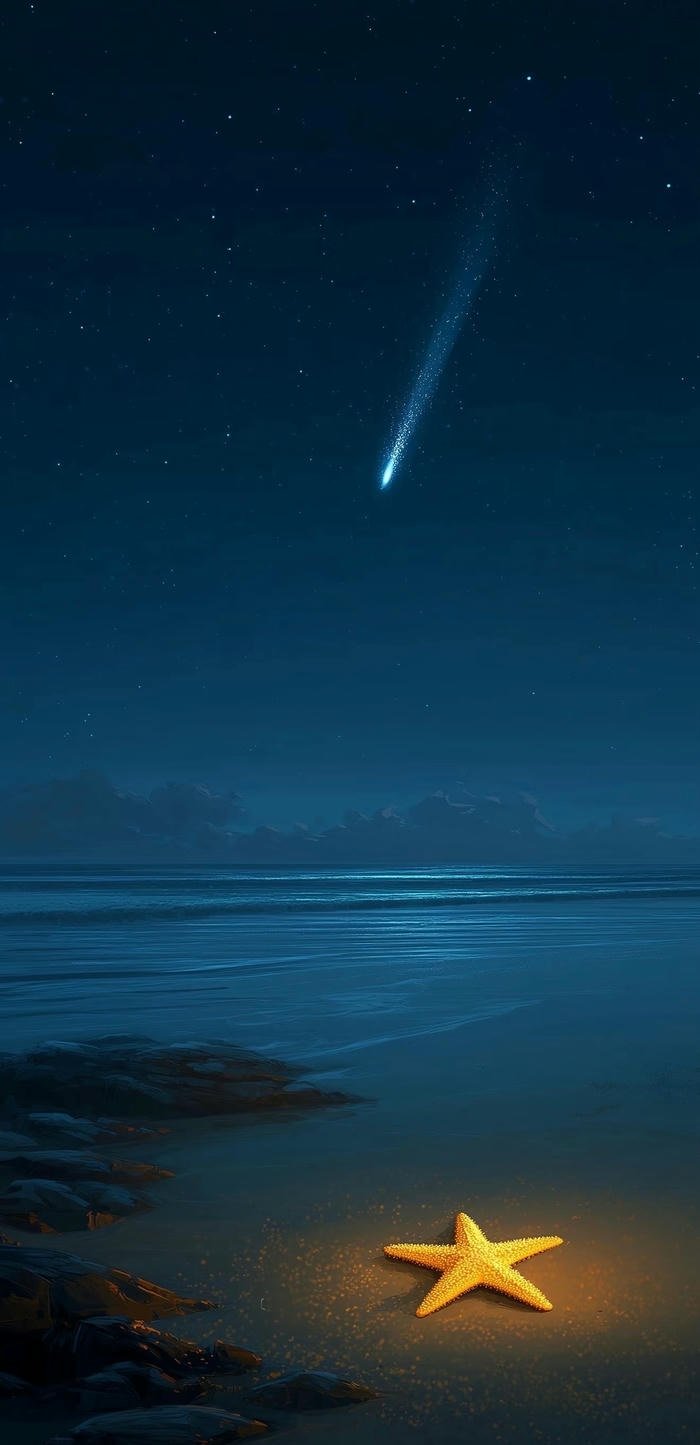 hình nền nghệ thuật sao băng và sao biển