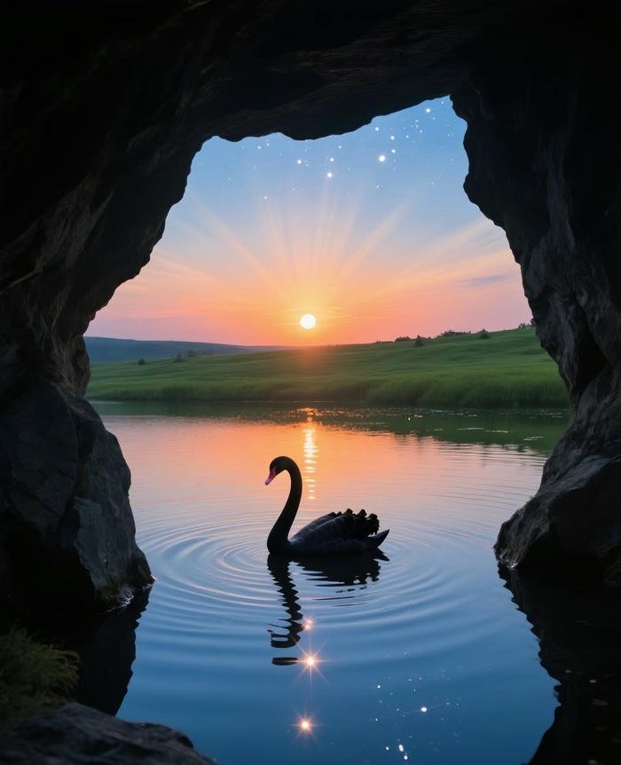 hình nền nghệ thuật thiên nga và bình minh