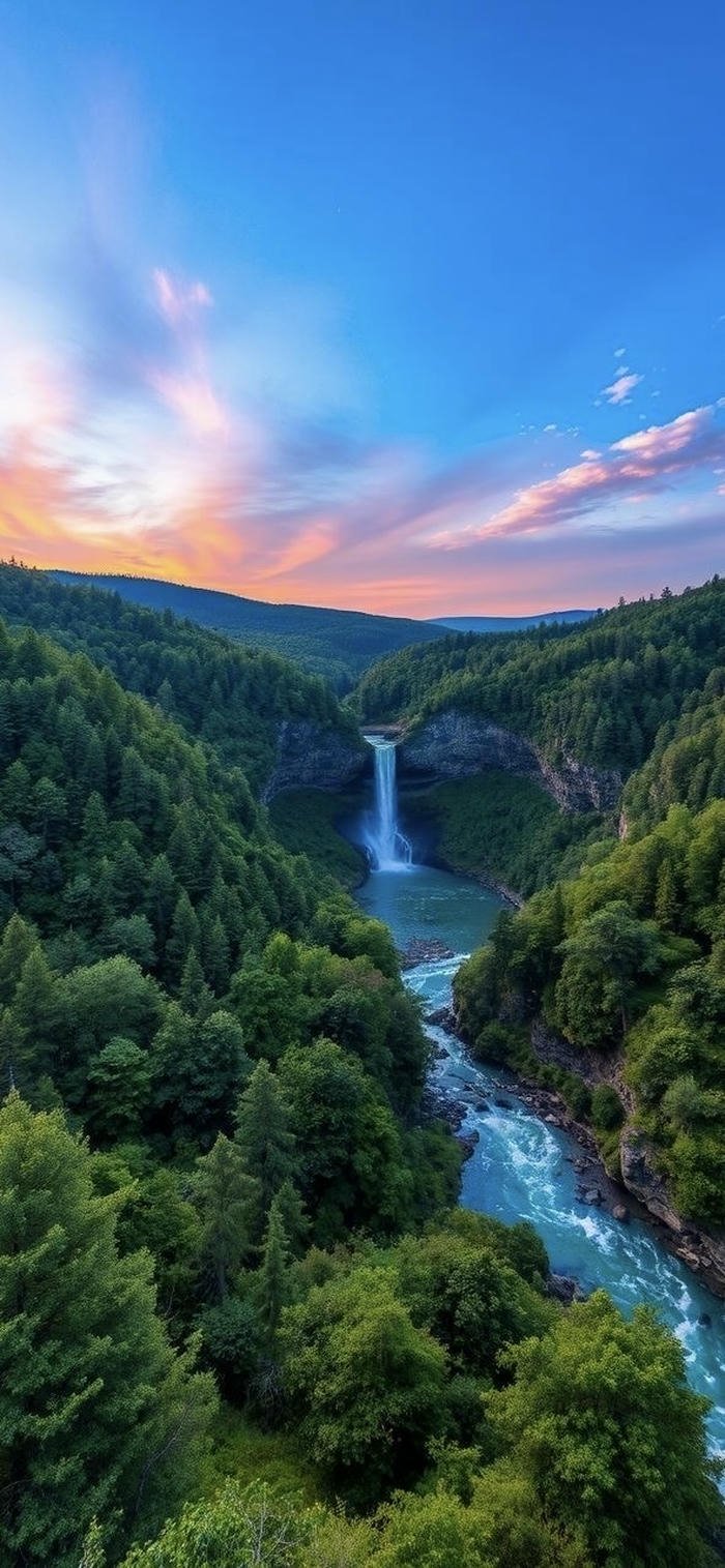 hình nền rừng núi hoàng hôn