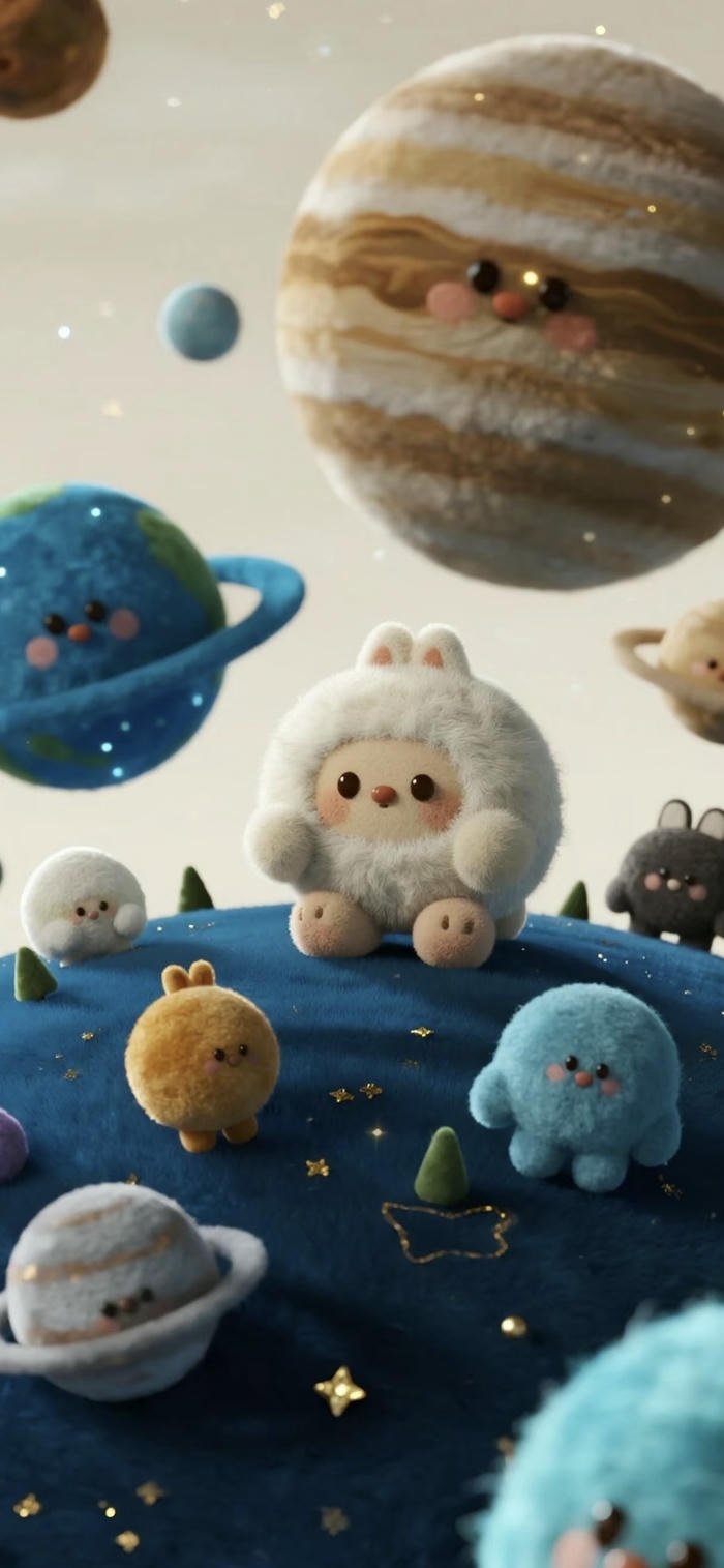 hình nền vũ trụ hoạt hình cute