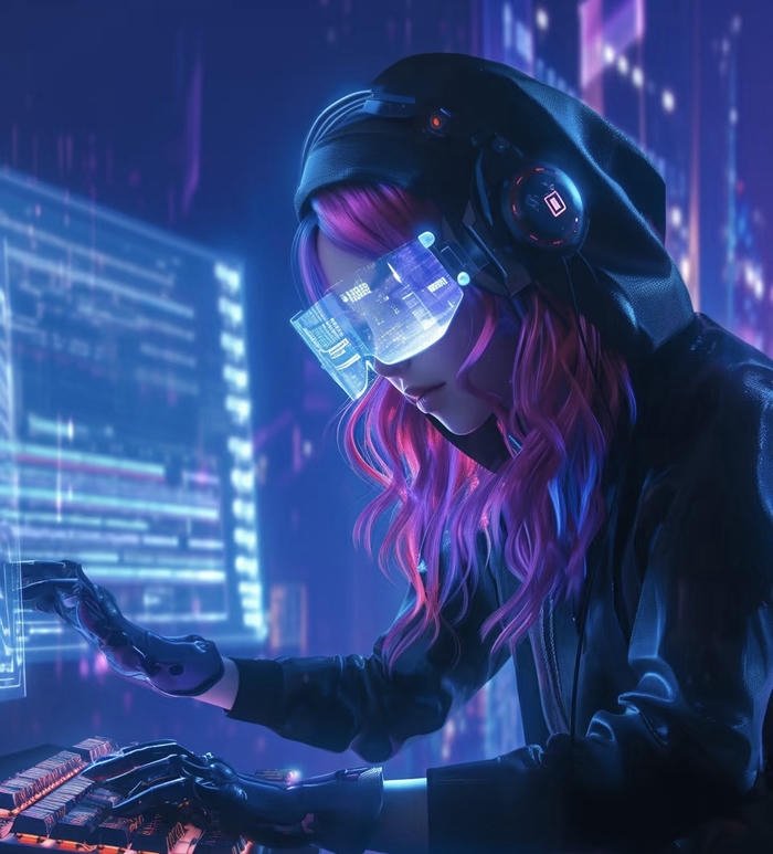 không gian mã lệnh của hacker anime