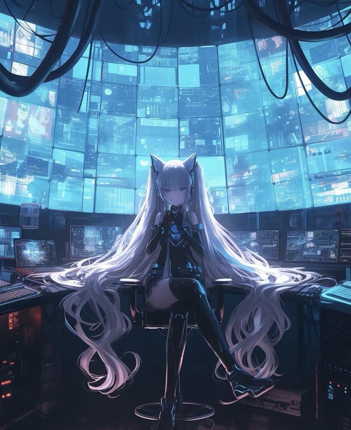 khung cảnh phòng máy hiện đại anime