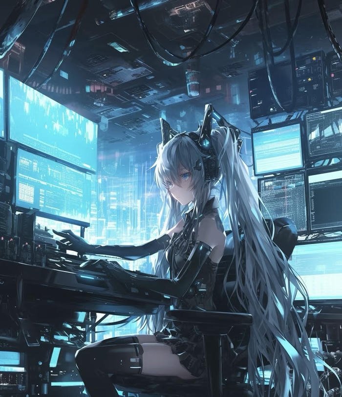 khuôn mặt tập trung của hacker anime