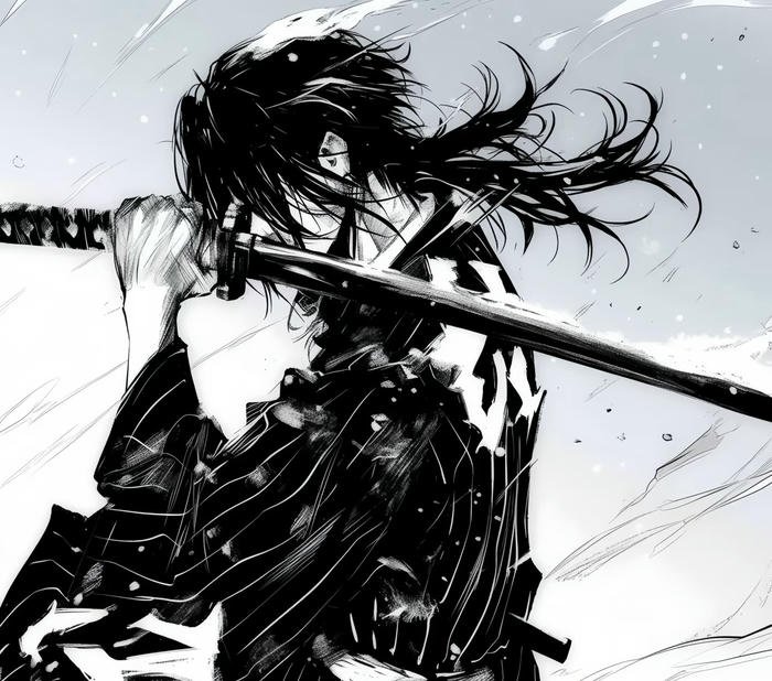 kiếm sĩ anime đứng im lặng