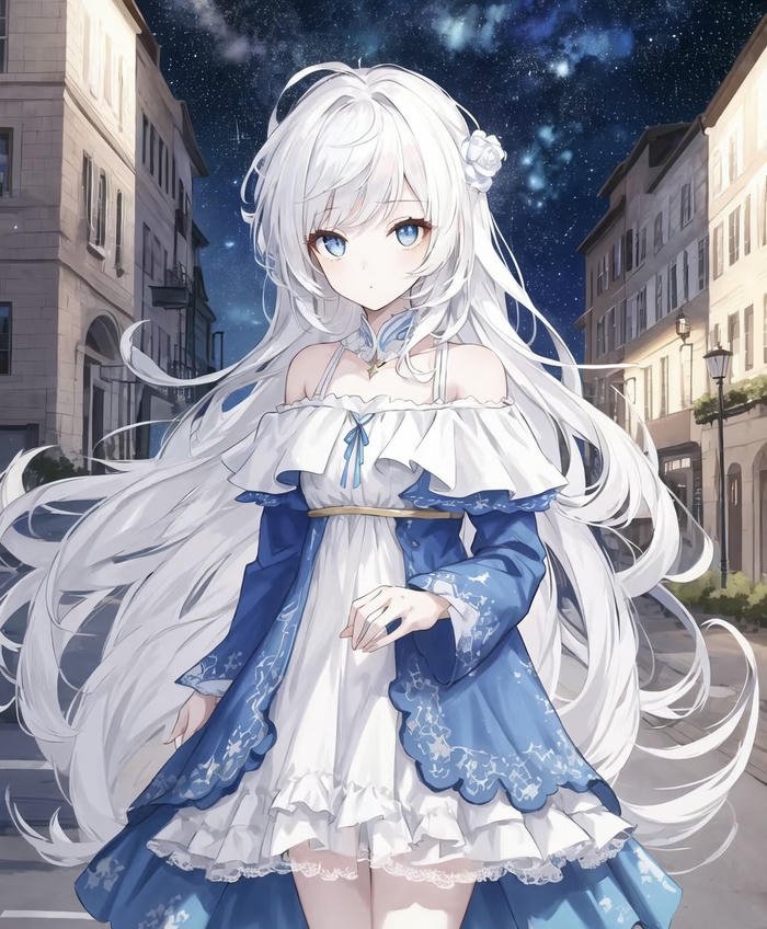 mái tóc trắng bay nhẹ