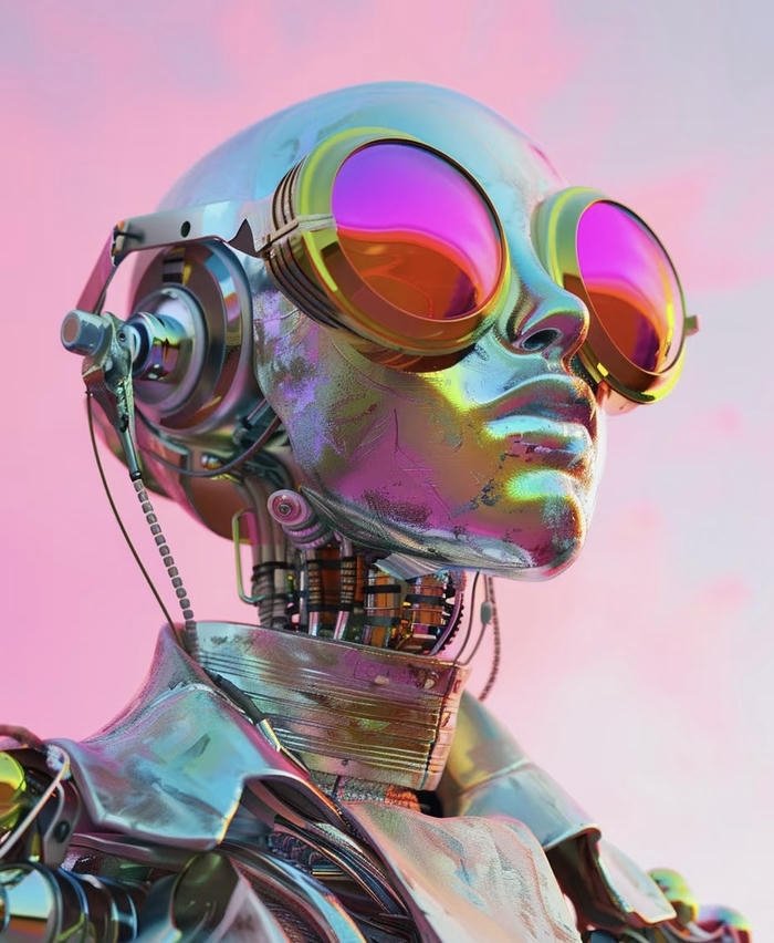 màu xanh neon robot anime