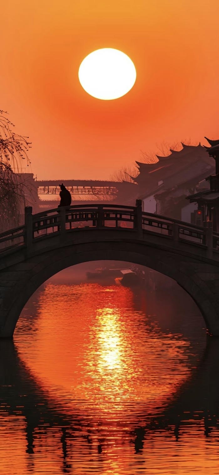 nền phong cảnh hoàng hôn chill