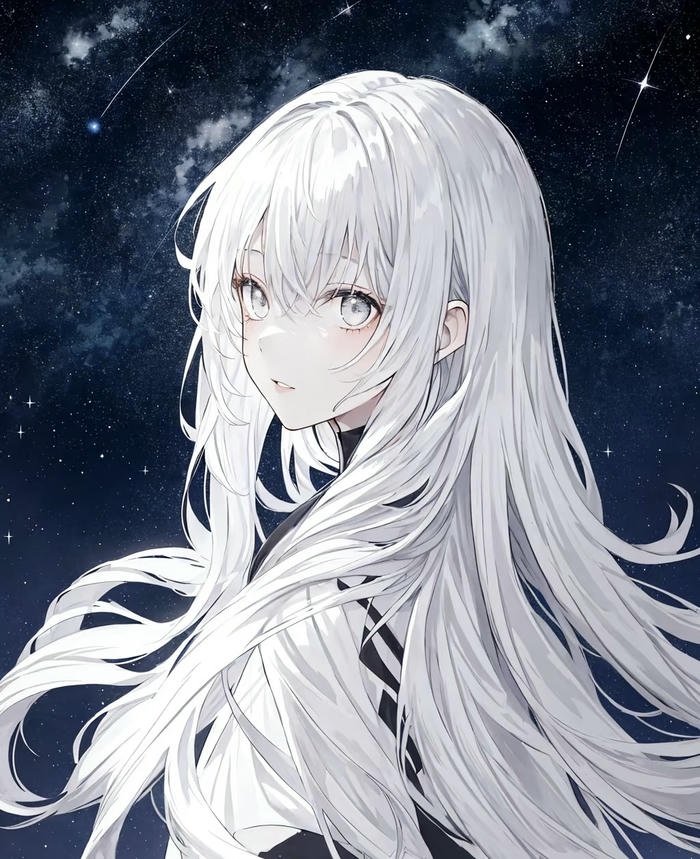 nhân vật tóc trắng thanh lịch