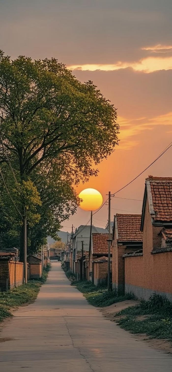 những hình nền hoàng hôn ở làng quê