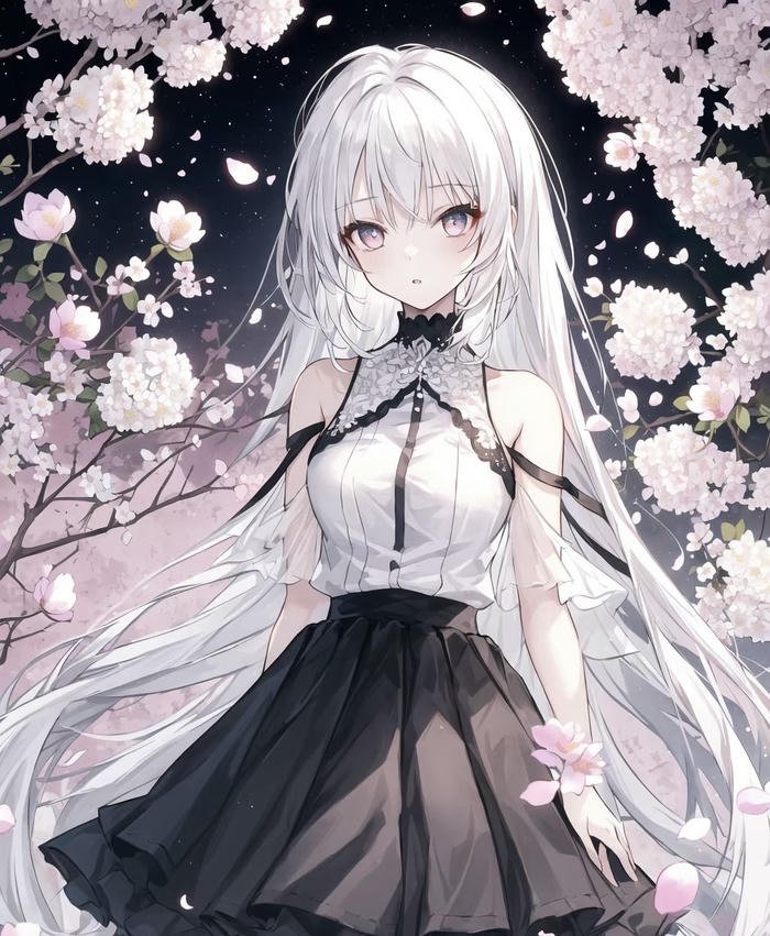 thiếu nữ anime mái trắng