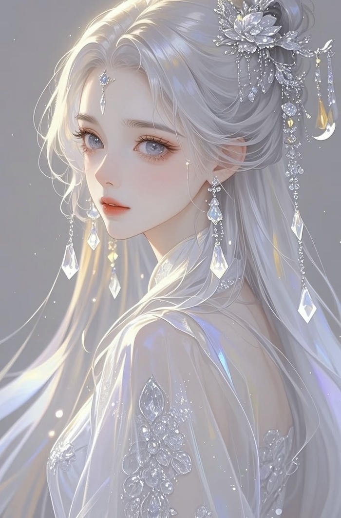 tóc trắng óng ánh trong anime