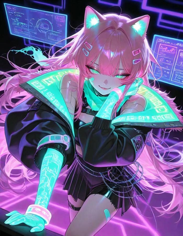 Ảnh anime cyberpunk công nghệ cao