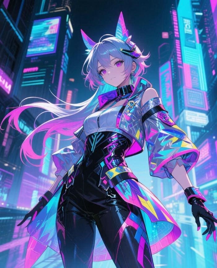 Ảnh anime cyberpunk đô thị hiện đại