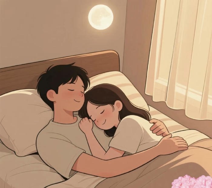 Ảnh anime đôi lãng mạn tựa vai nhau