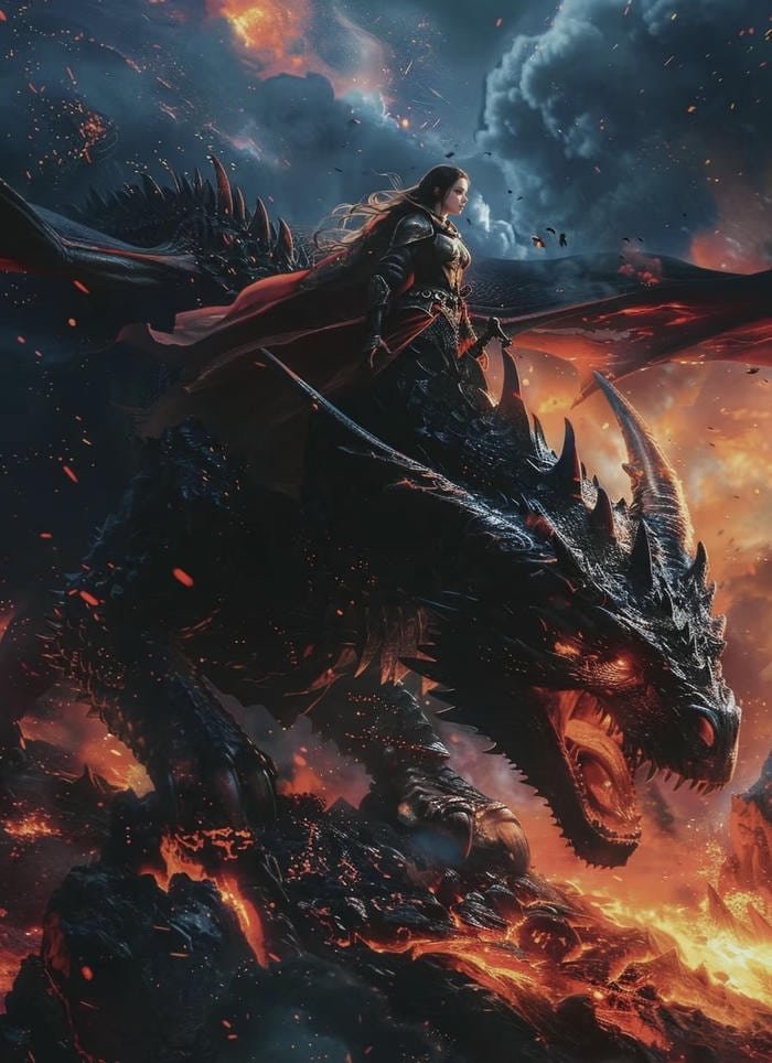 Ảnh anime kỵ sĩ rồng cùng rồng khổng lồ