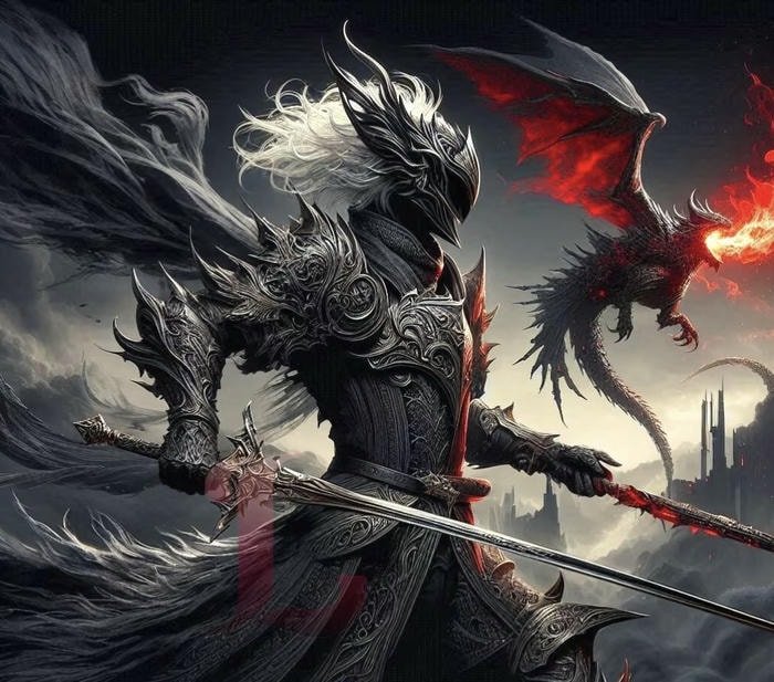 Ảnh anime kỵ sĩ rồng vung kiếm mạnh