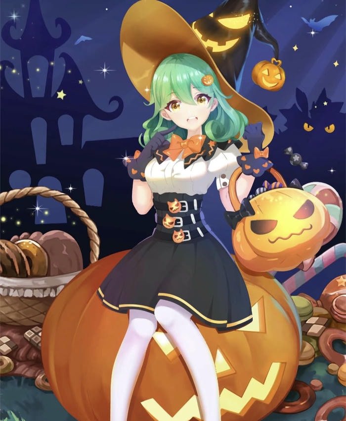 Ảnh anime phù thủy dễ thương mang nụ cười đáng