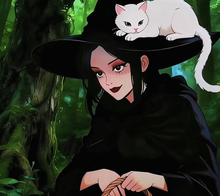Ảnh anime phù thủy dễ thương trong khu rừng
