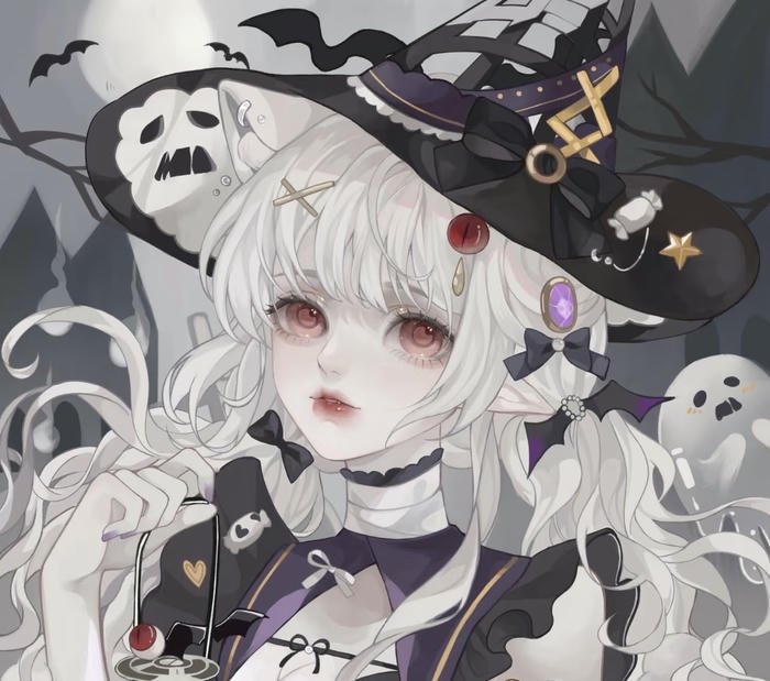 Ảnh anime phù thủy dễ thương với đôi mắt sáng