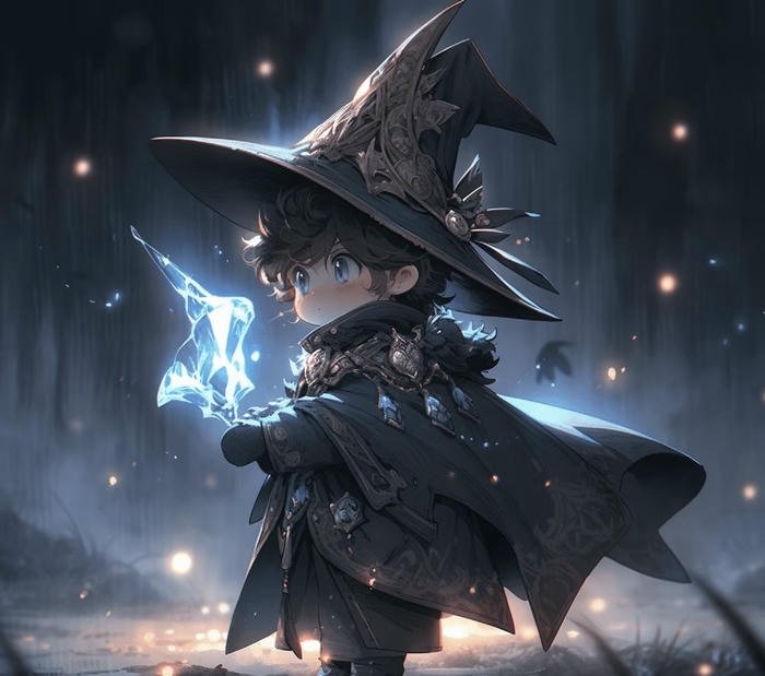 Ảnh cậu bé anime phép thuật cầm cuốn sách