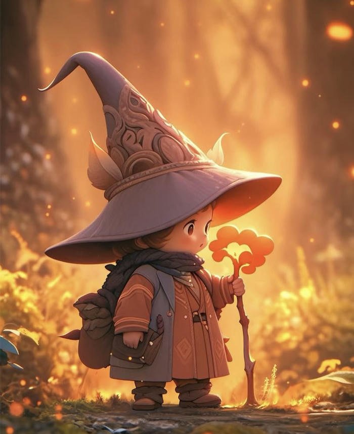 Ảnh cậu bé phép thuật anime đáng yêu phiêu lưu