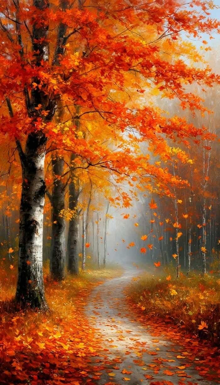 Ảnh lá mùa thu rơi lãng mạn