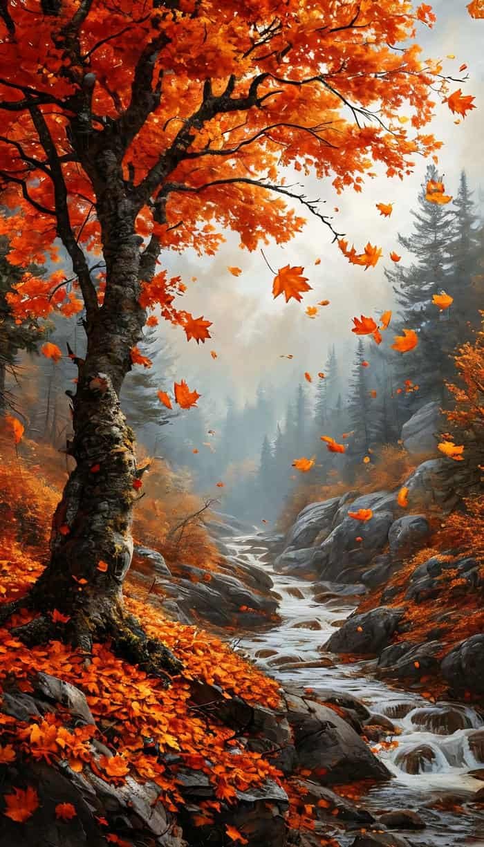 Ảnh lá mùa thu rơi nghệ thuật