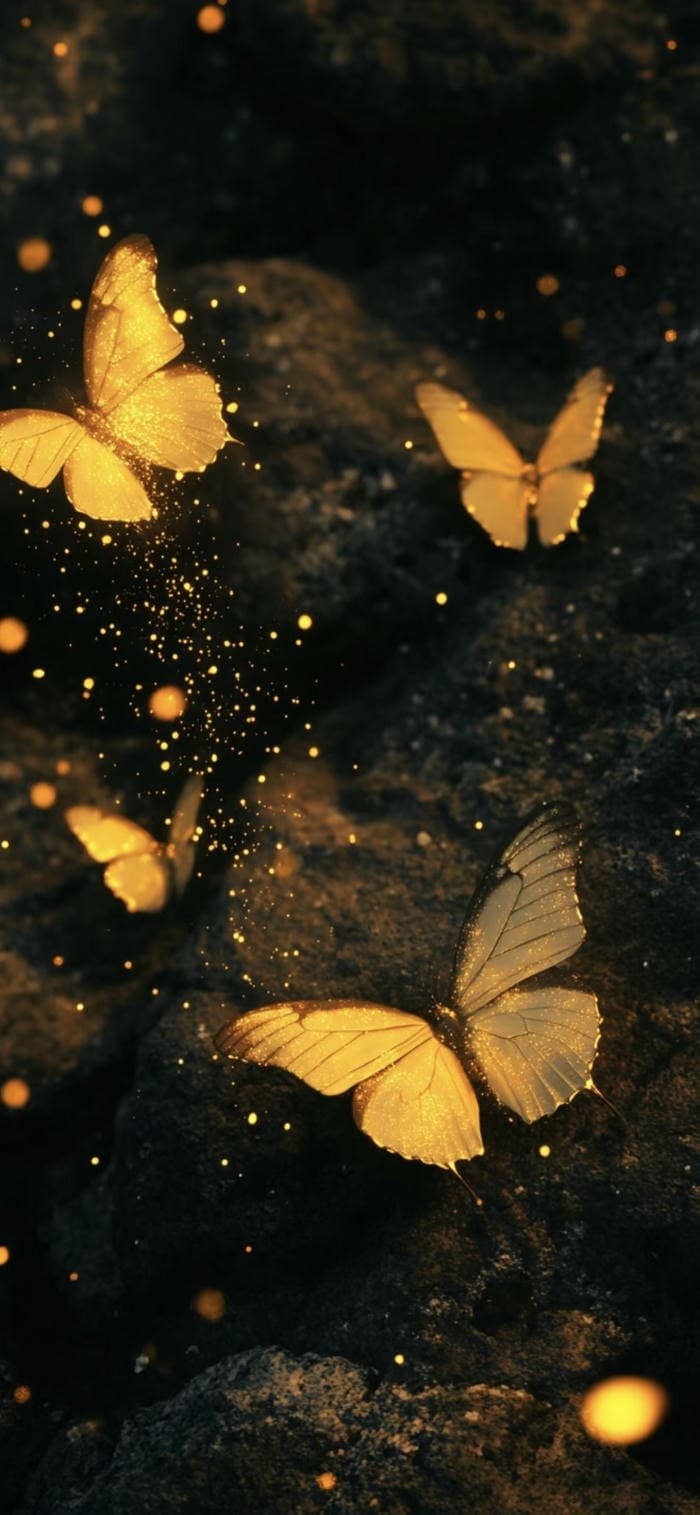 Ảnh nền đen đàn bướm vàng phong cách