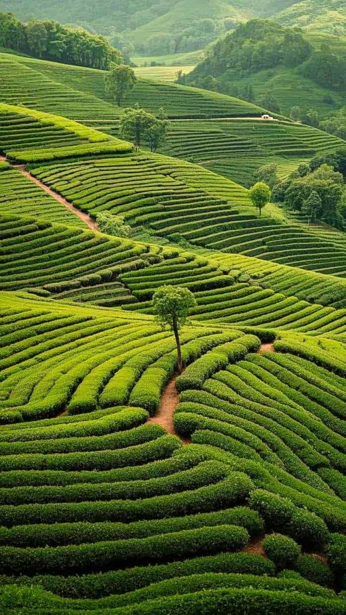 Ảnh nền đồi chè xanh giản dị